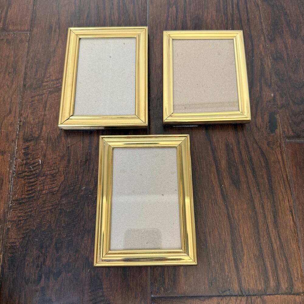 Vintage Brass Picture Frames Set of 3 Made in Korea Mid Century Modern